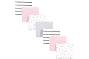 Hudson Baby Unisex Baby Cotton Flannel Receiving Blankets Bundle, Gray Pink Floral, One Size