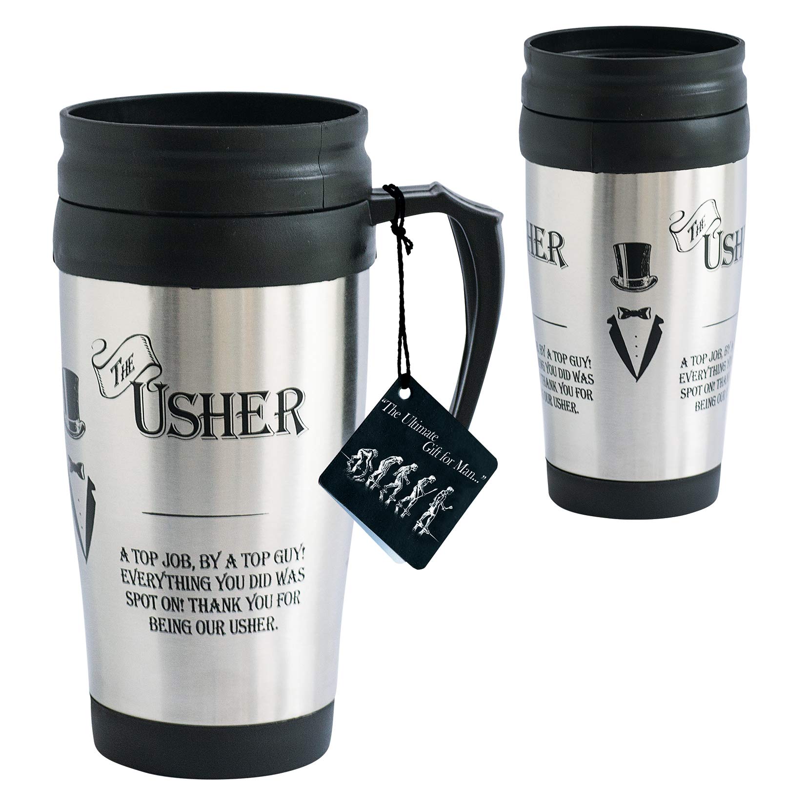 Arora 8889 Ultimate Gift for Man Design Travel Mug-The Usher, Stainless Steel, 7 Fluid_Ounces
