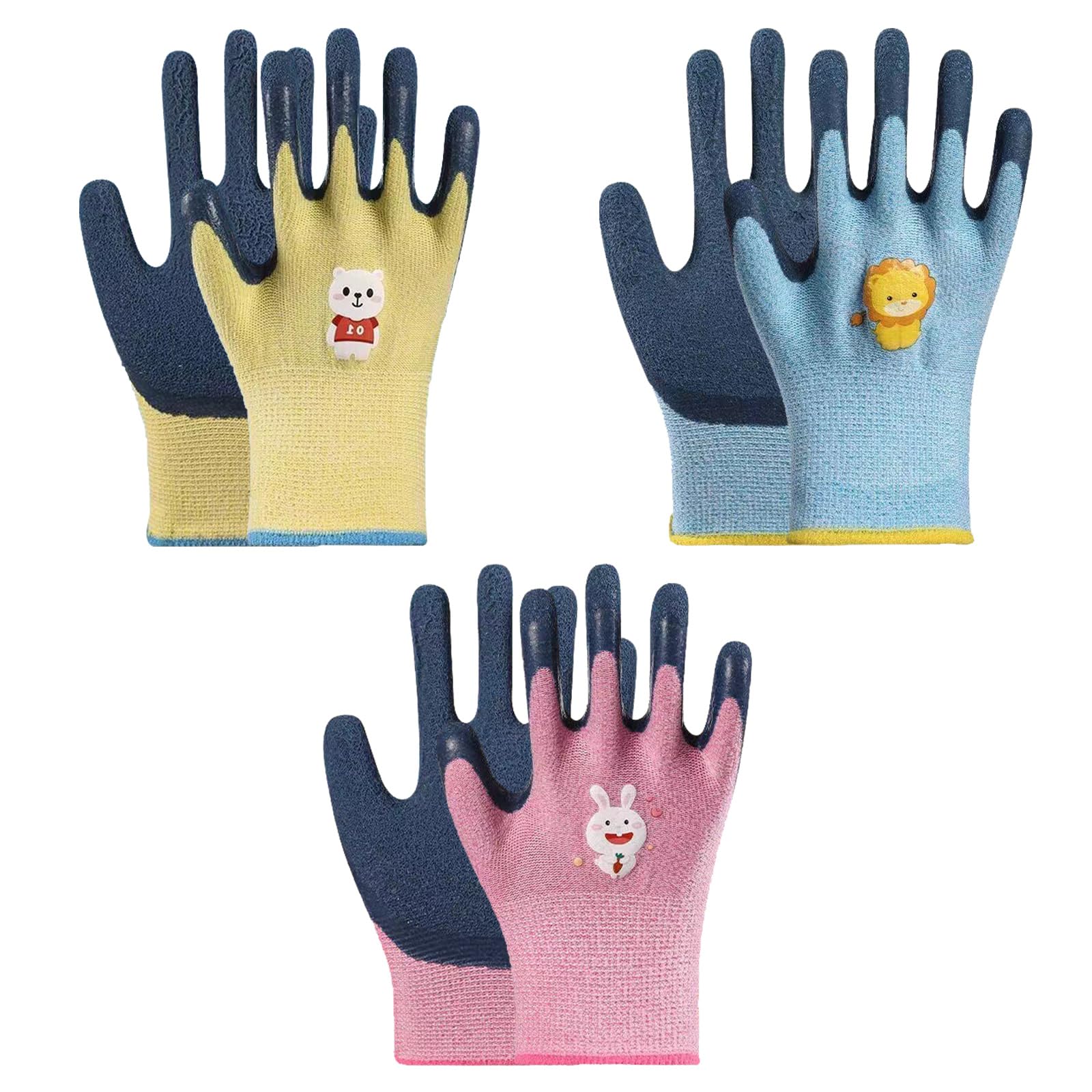 Embhlitfe 3 Pcs Kids Gardening Gloves for Age 3-7,Childrens Gardening Gloves Kids Work Gloves Childrens Work Gloves,Comfortable Toddler Garden Gloves Kids Safety Work Gloves for Boys Girls (xs(3-7))