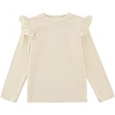 KISBINI Toddler Girl Ruffle Long Sleeve T-Shirt Cotton Top Tee for Spring/Fall