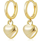 ANGELLIS Heart Hoop Earrings for Women Sterling Silver Posts 14K Gold Plated Hypoallergenic Huggie Hoop Love Dangling Drop Earrings for Jewelry Gifts