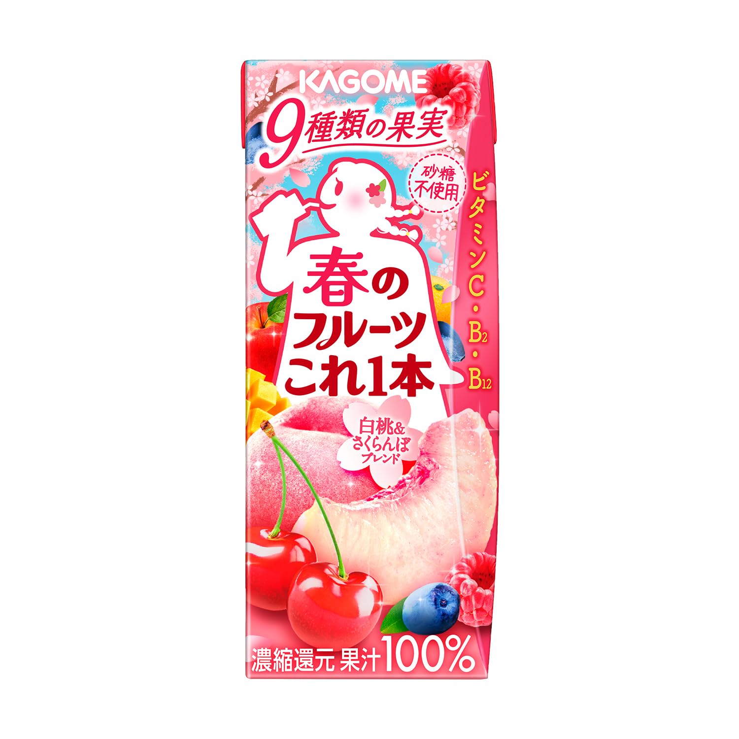 カゴメ 春のフルーツこれ一本 白桃＆さくらんぼブレンド 200ml×24本 【季節限定品】商品画像