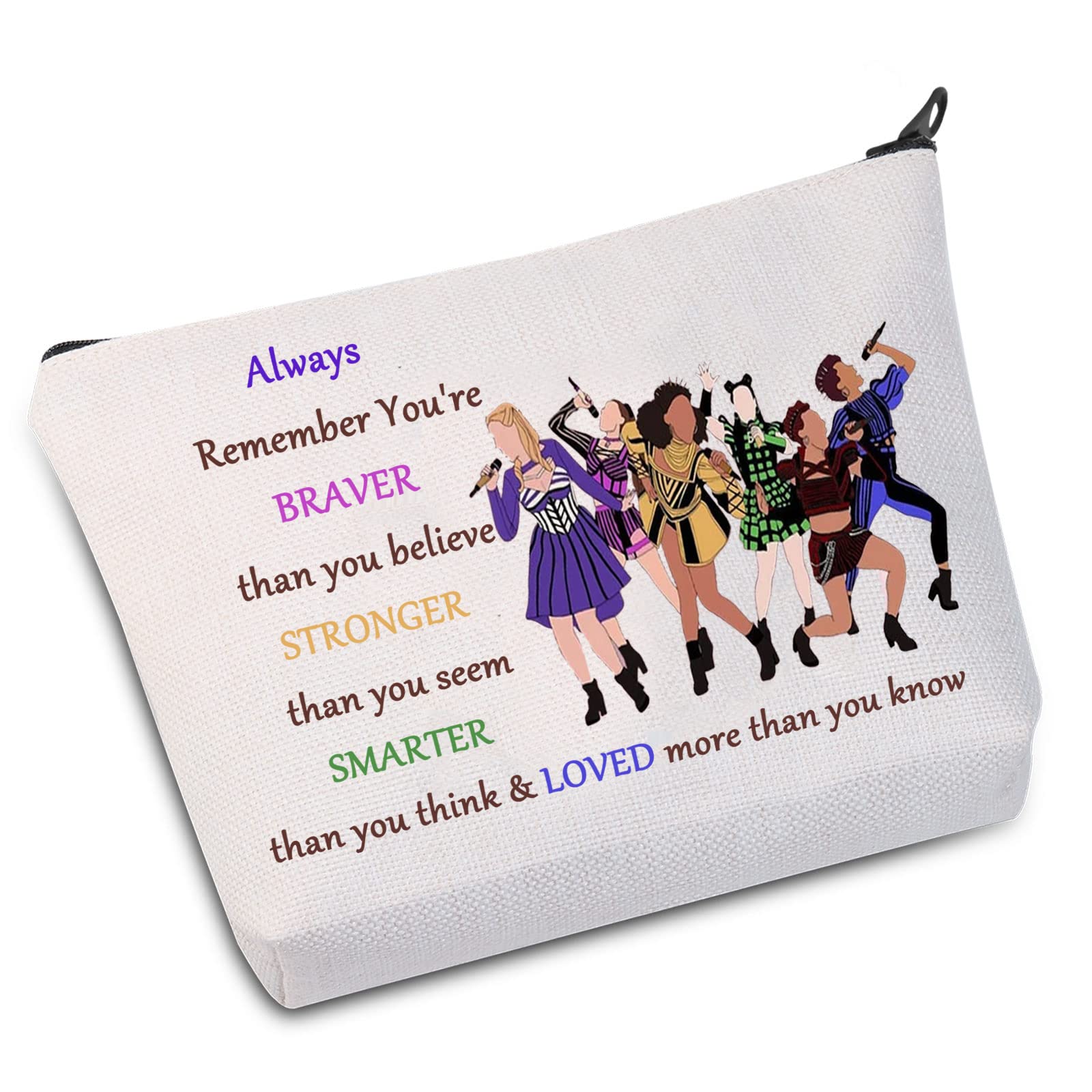 WZMPA Musical Cosmetic Makeup Bag Musical Fans Gift You are Braver Stronger Smarter Than You Think Musical Makeup Zipper Pouch Bag for Women Girls (Always Six), Always Six Queen, Fit