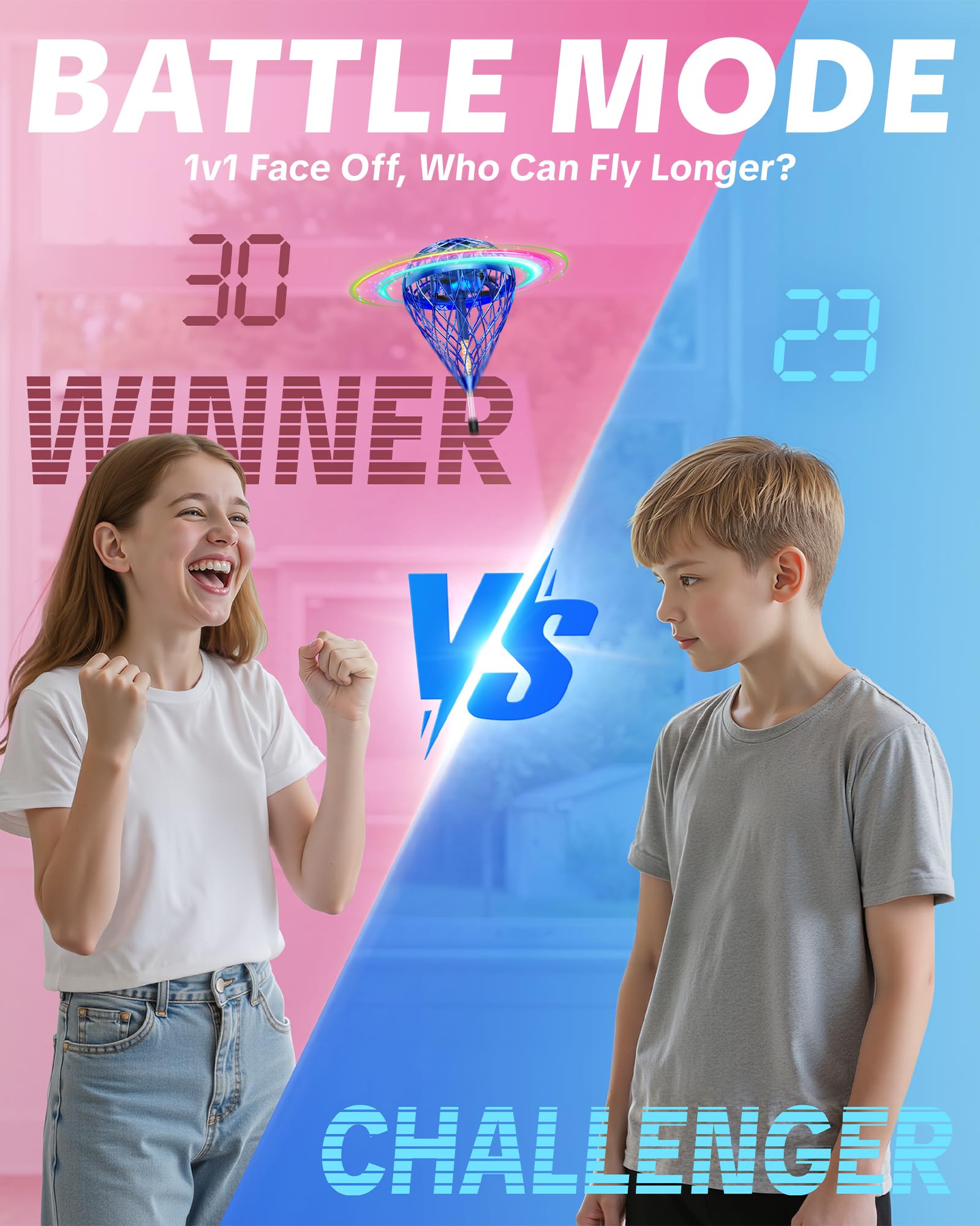 Flystars Flying Bouncing Toys, Next-Gen Pro 2025 Cosmic Globe Flying Orb Ball Motion-Control Hover Spinner with 3D Flips, Cool Interactive Gift Toy for Kids 6+ Boys Girls Teens(Blue-S)