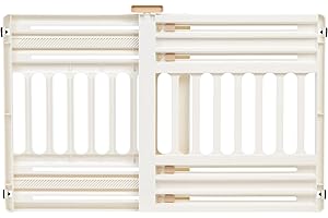 IRIS OHYAMA IRIS USA 24"-39" Dog Gate, Adjustable Indoor Pet Barrier, Pet Gate for Puppy, Small Dog, Cat, Easy Twist-to-Lock for Doorways & Stairs, Portable, Expandable, 25" Tall, White