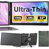Laptop Screen Extender, 14-Inch Ultra-Thin & Lightweight, 1080P FHD Portable Travel Monitor, Plug & Play, Laptop Extended Monitor Portable for 13-17 Inch Laptops, Compatible with Win/Mac/Chrome/Linux