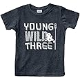 Young Wild and Three Boy 3rd Birthday Outfit Toddler Shirt 3 Year Old Boys Third Party Tshirt