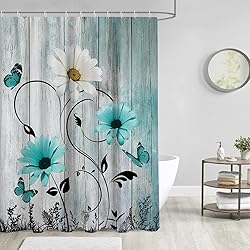 AAtter Teal Aqua Turquoise Shower Curtain, Wood