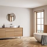 Warmiehomy Round Bathroom Mirror 50cm Aluminum Frame Silver Wall Mounted view 8
