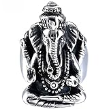 Men's Stainless Steel Large Hindu Elephant God Ring