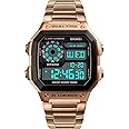 PASOY Men's Digital Multi-Function Watches Dual Time Alarm Stopwatch Countdown Backlight Waterproof Watch