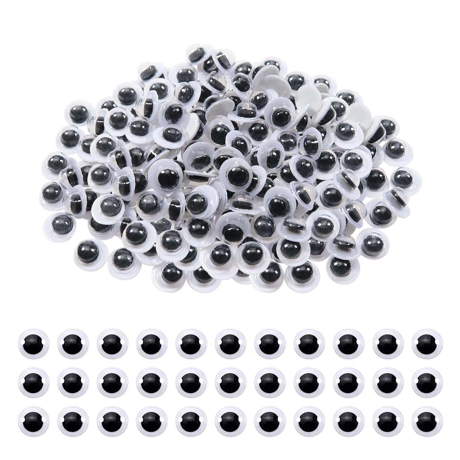 TOAOB 500pcs Mini Wiggle Googly Eyes with Self Adhesive Black White Round Sticky Wobbly Eyes Plastic Craft Eyes 5mm for Soft Doll Making Plush Crochet Stickers and DIY Crafts