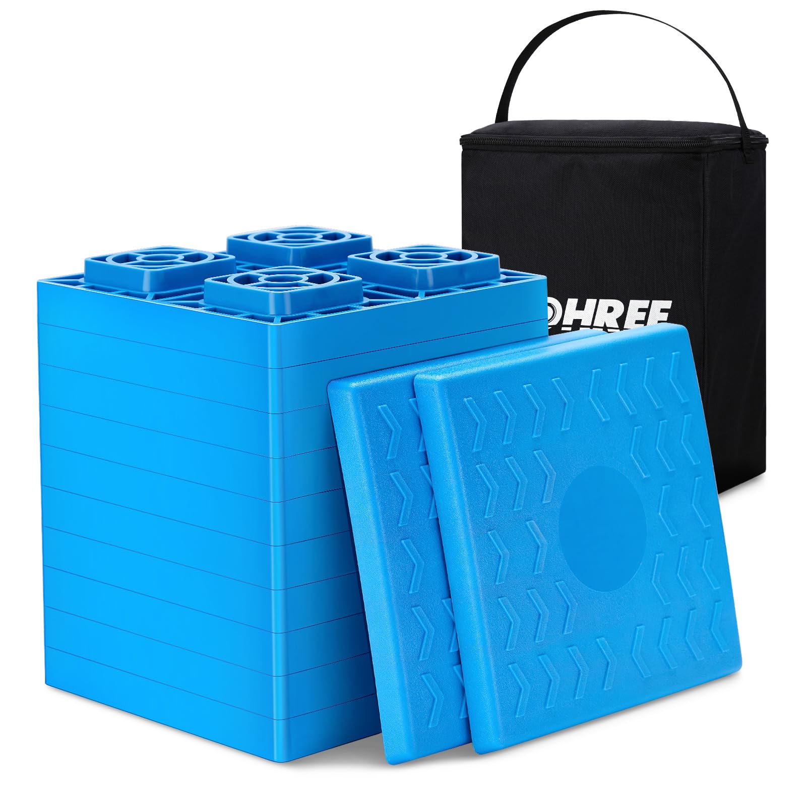 Photo 1 of Kohree Heavy Duty RV Leveling Blocks, 12 Pack Camper Leveling Blocks with Storage Bag, Interlocking Sturdy RV Blocks for Single and Dual Wheels, Stabilizer, Jack, Travel Trailer Accessories