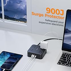 Power Strip Surge Protector 10 Ft Cord, 8 AC