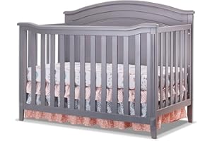 SORELLE FURNITURE Berkley Round Top Crib, Classic 4-in-1 Convertible Crib, Made of Wood, Non-Toxic Finish, Wooden Baby Bed, Toddler Bed, Child’s Daybed and Full-Size Bed, Nursery Furniture-Gray