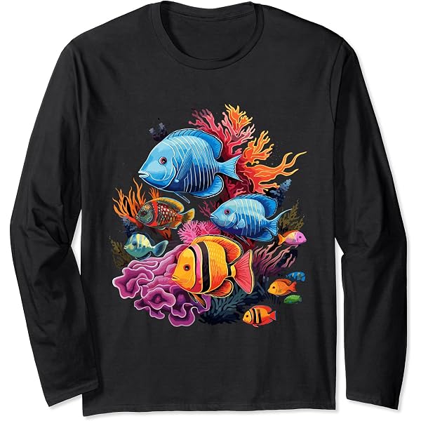 T-shirt Homme Peint à La Main - Motif Poisson Tropical Coloré, Taille L, Fruit Of The Loom