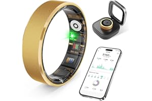 prxxhri Smart Health Ring, Featuring Heart Rate, Stress and Sleep Monitoring Functions, Compatible with iPhone and Android, Waterproof Fitness Tracker for Women & Men, No Subscription Fee. (Gold, 7)