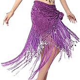 ZLTdream Women's Belly Dance Long Tassels Lace Triangle Hip Scarf