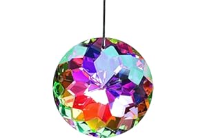 DAWRIS 3 Inch Rainbow Hanging Crystal Prism, Crystals Suncatcher Prisms, Colorful Faceted Hanging Chandelier Pendant, Window 