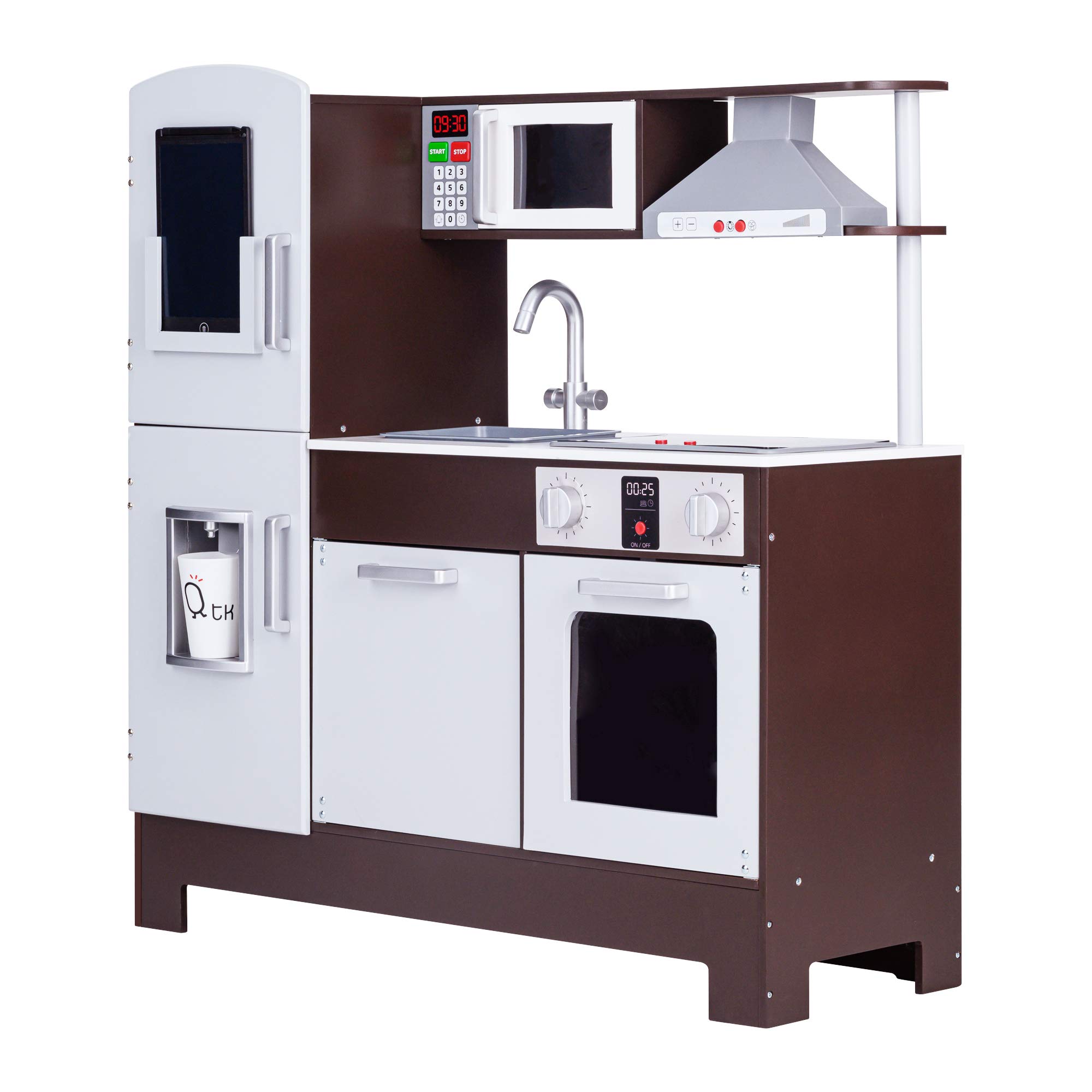 Teamson Kids Munich Kids Wooden Play Kitchen & Battery Powered Writing Board Grey TD-13411A