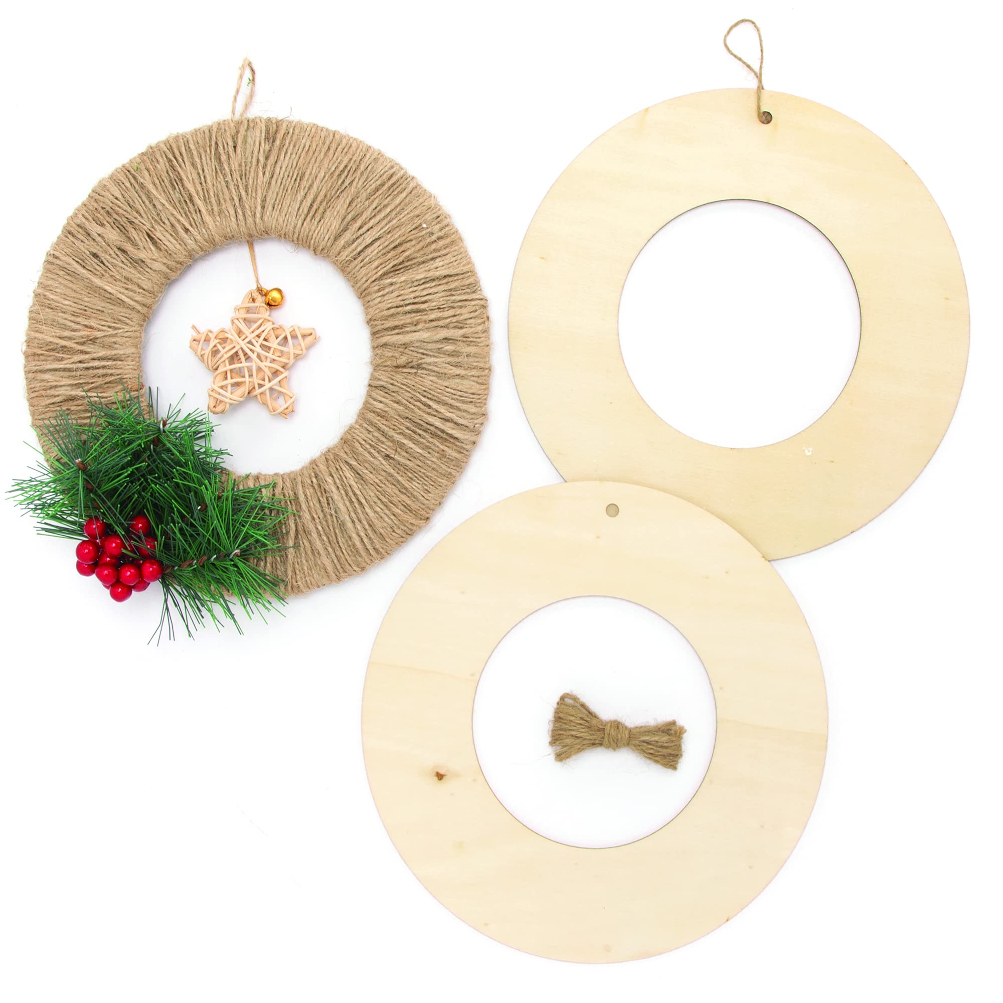 Baker Ross FE907 Large Wooden Wreaths - Pack of 6, Wreath Ring to Decorate and Display, Wood Crafts for Kids, Make Your Own Decorations
