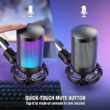 FIFINE USB Gaming Microphone Kit RGB Mute Boom Arm Shock Mount Pop Filter view 3
