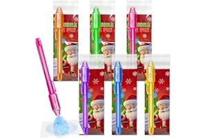 iGeeKid 6 Pack Invisible Ink Pen with UV Light,Christmas Party Favor for Gift Bag, Stocking Stuffers, Secret Spy Pens Magic Disappearing Ink Markers for Goodie Bags Xmas, New Year's Eve