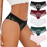 XI LIU Sexy Cheeky Panties for Women Comfortable Lace Underwear Bikini Briefs 5 Pack