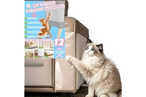 XUSHASHA Anti Cat Scratch Furniture Protector - 12 Pack, 17x12 inch - Clear Couch Protector from Cat Claws, Cat Scratch Deterrent Tape, Strong Sticky
