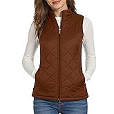 Buauty Women's Sleeveless Puffer Vest Lightweight - Diamond Quilted Full-Zip Warm Outerwear with Pockets for Daily Wear