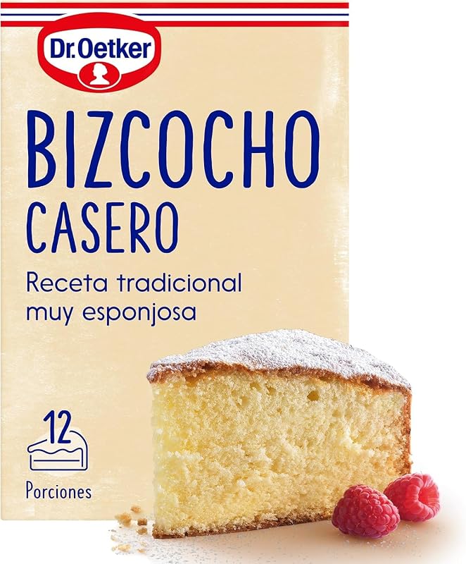 - Bizcocho Casero Pack 8 Uds x 340 g, Sabor Fresco y Natural, Incluye Sobre con Azúcar Glas, Toque a Vainilla, para Repostería y Pastelería, Preparación Fácil y Rápida