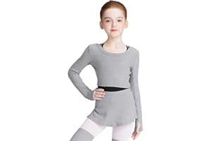 Avrigirl Knit Crop Girls Dance Sweater and Pull on Ballet Skirts Set Athletic Ballet Warm up for Training