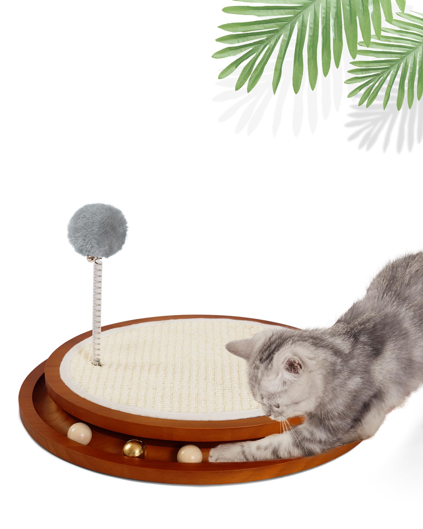 Photo 1 of LMUGOOS Cat Scratcher, Cat Cratch Sisal Pad with Wooden Roller Ball Toy, Cat Scratchers Interactive Toys for Indoor Cats, Satisfies Kitten’s Scratching, Chasing and Hunting