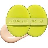 THE TOOL LAB Happyrim Aqua Puff, Liquid Cushion Foundation Puff, Rubycell Foundation Sponge for Moisturizing Coverage, Korean Makeup (2.9 inch, Oval)
