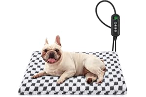 MIXJOY Heated Dog Bed, 11 Adjustable Temperature Dog Heating Pad Indoor with Timer, Pet Heated Mat for Dogs Cats, Electric Cat Heating Pad with Washable Cover, Heated Pet bed-28''x20'', Medium