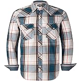 VENZULIA Men's Western Snap Shirt Long Sleeve Regular Fit Plaid Shirts