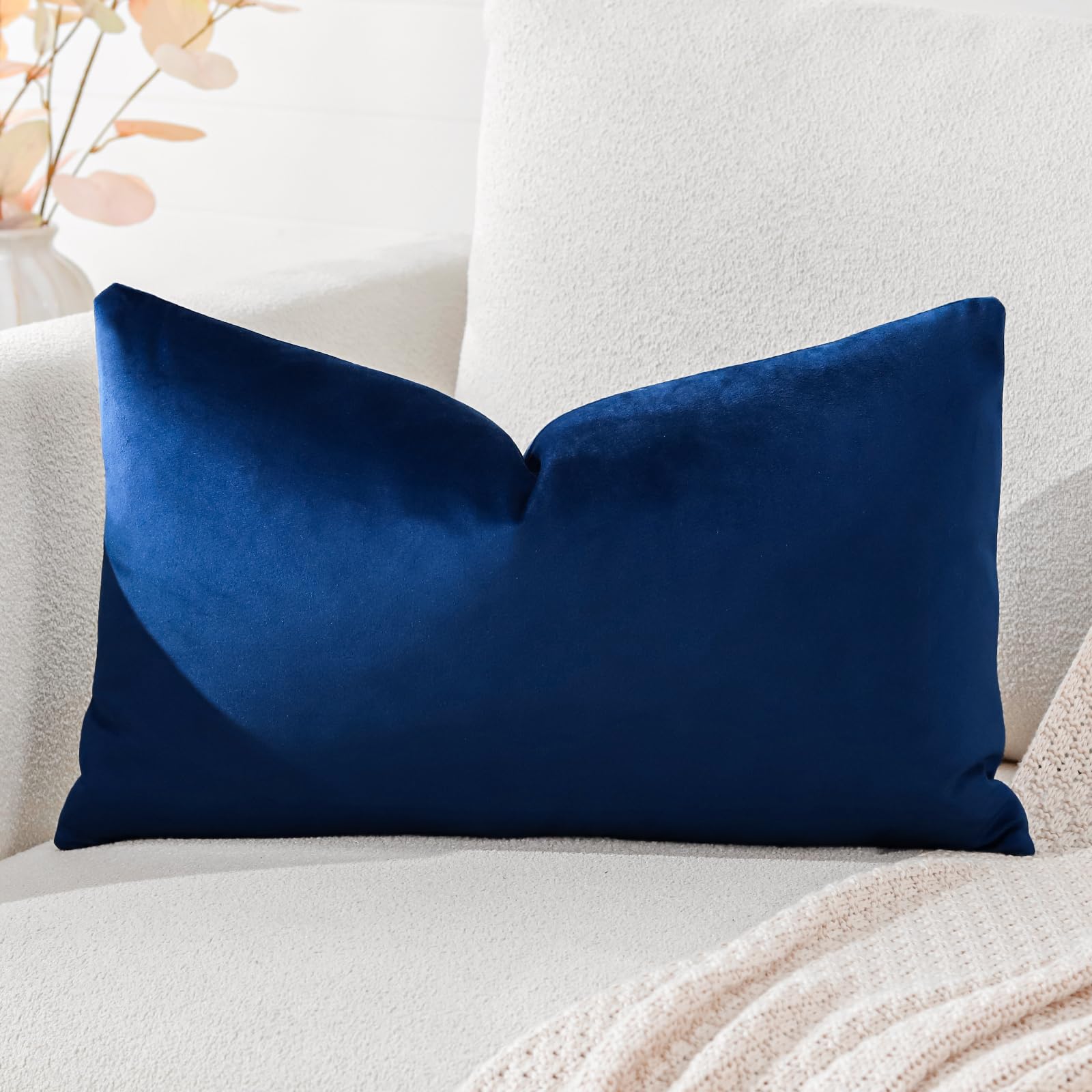 Artscope Luxury Velvet Cushion Covers Super Soft Decorative Rectangle Throw Pillow Covers Case Cushion Covers for Sofa Couch Bedroom Car Decor 40x60cm Navy Blue