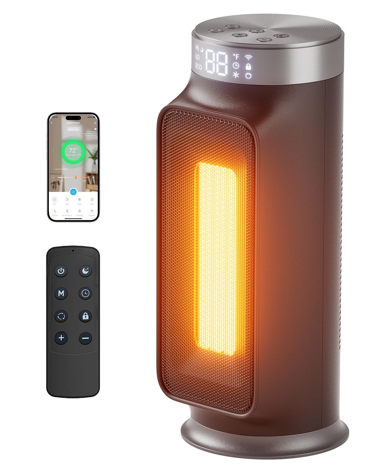 Photo 1 of 1500W Space Heaters for Indoor Use, Smart PTC Electric Heater with Wifi/App & Remote Control, 24H Timer, 90° Oscillation, Overheat and Tip-Over Protection, 5 Modes for Home Office Bedroom Bathroom