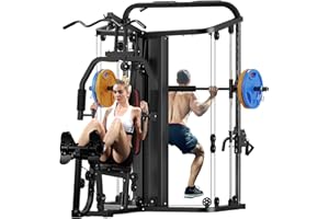 SunHome Multifunction Home Gym System Workout Station,Smith Machine with 138LB Weight Stack, Leg Press, LAT Station for Full Body Training