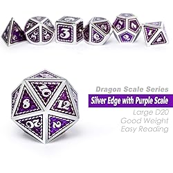 DNDND Metal Dice Set, 7 Pieces Polyhedral Dragon