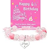 ZZLTAWS Birthday Bracelets Gifts for 1 2 3 4 5 6 7 8 Year Old Girls, Pink and white crystals Heart Charms Bracelets, Birthday Gifts for Girls Daughter Granddaughter Niece