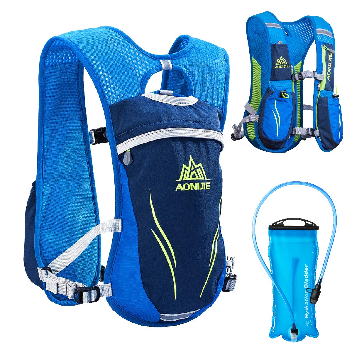 TRIWONDER Running Vest Women Men Lightweight Breathable 5.5L Hydration Backpack Water Vest Pack for Trail Marathon Hiking Cycling (Blue - with 2L TPU Water Bladder)