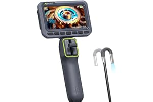 Anykit Articulating Borescope, 210° Two-Way 0.22in Slim Probe Endoscope with 8 LED Lights, 4.3" IPS HD Video Inspection Snake Camera for Automotive Engine Inspect - 4FT