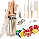 Kitchen Knife Set with Block, 7-Piece Kitchen Knife Set for Chef with Universal Knife Block, Anti-Rust Kitchen Knife Block Set, Ergonomic Design