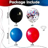 Isndare Red Blue Black Balloons 12 Inch Confetti Set 35 pcs Helium/Air view 2