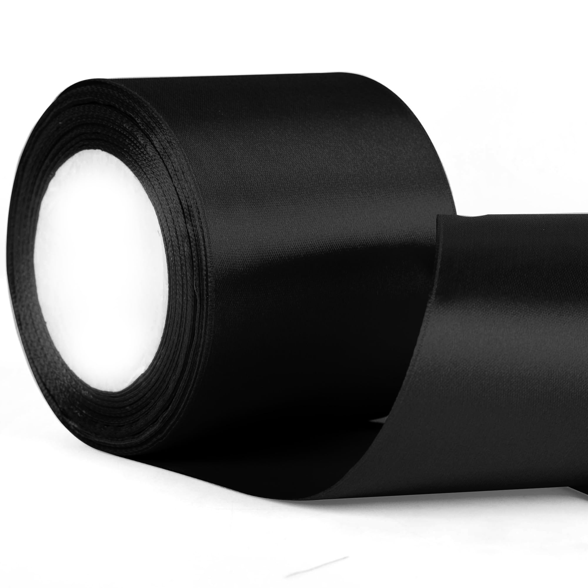 75mm Wide Black Thick Ribbon for Gift Wrapping 22m, Thick Black Ribbons Fabric Satin Ribbon for Present Wrapping Christmas Florist Bouquet Cake Hair Bow Crafting Wedding Car Decoration