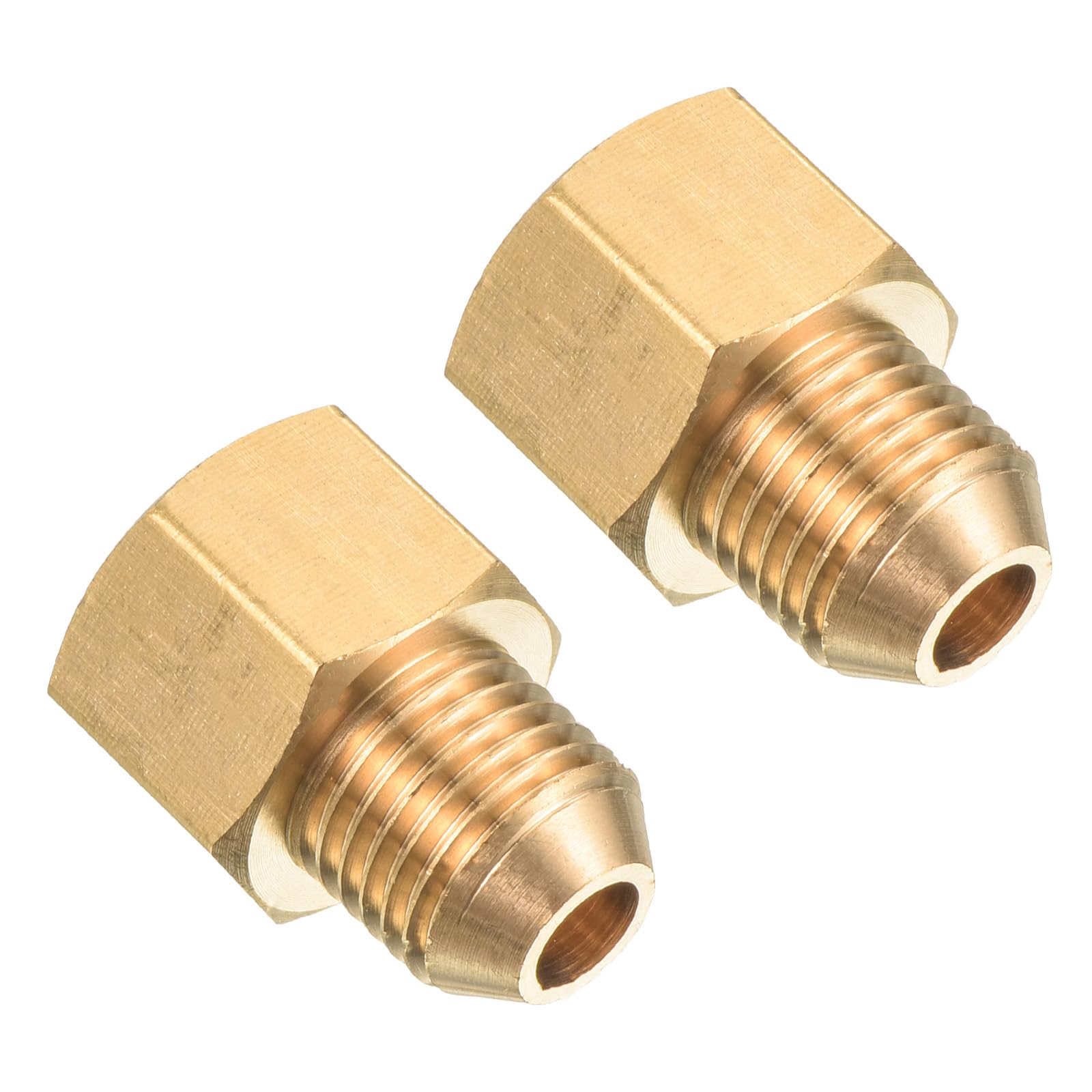 PATIKIL Pipe Fitting, 2 Pack M14 to M14 Male Thread Hex Extension Connector Adapter 1.06 Inch for Garden Water Pipes, Gold