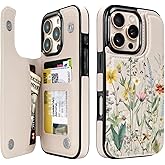 uCOLOR for iPhone 16 Pro Wallet Case with Card Holder PU Leather RFID Blocking Design iPhone 16 Pro flip case for Women Men Magnetic Clasp Kickstand Design 6.3 inch (Desert Flowers)