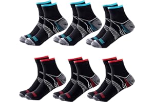 6 Pairs Compression Socks Plantar Fasciitis for Women Men,Arch Support Low Cut Ankle Foot Socks for Running Cycling