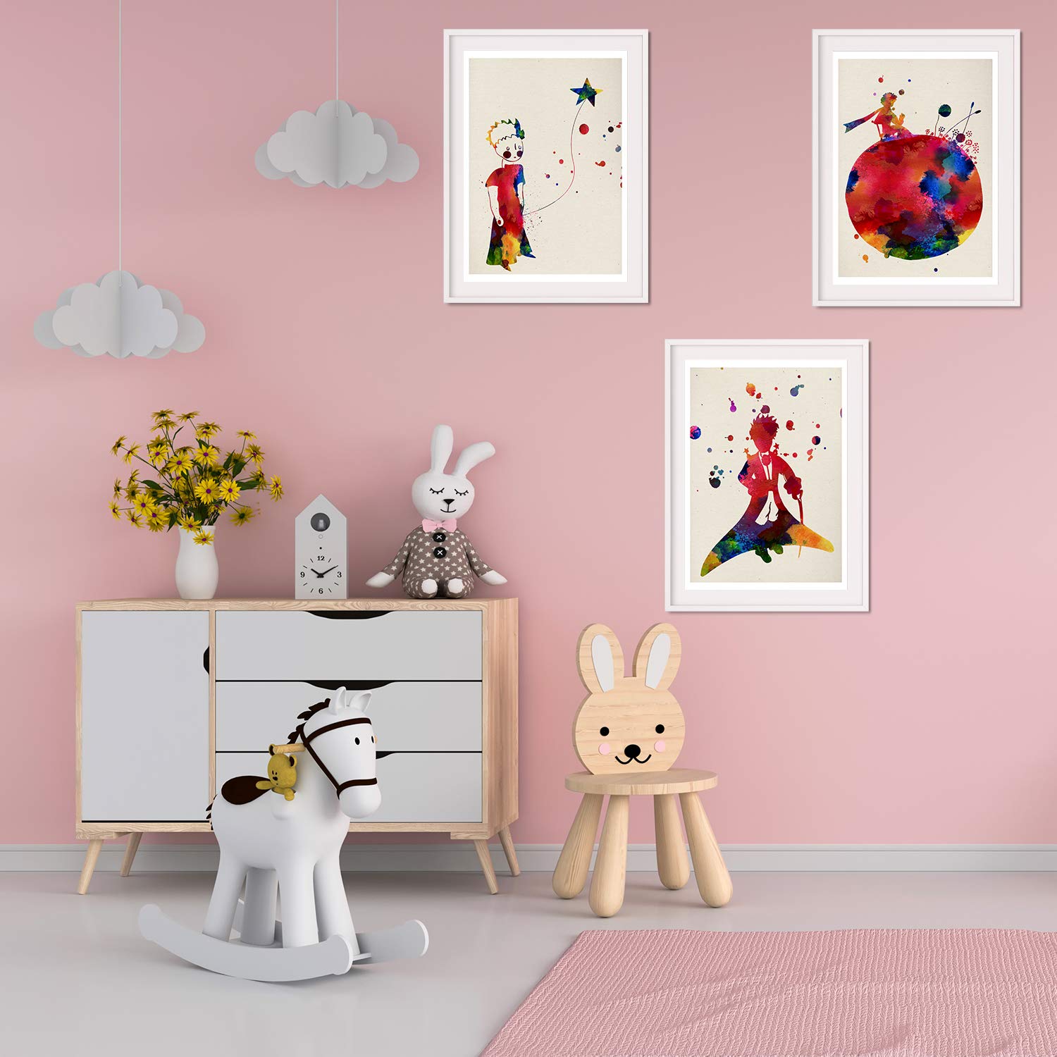 Nacnic Set of 3 posters for children and children's room Scandinavian style frameless size A4El Principito